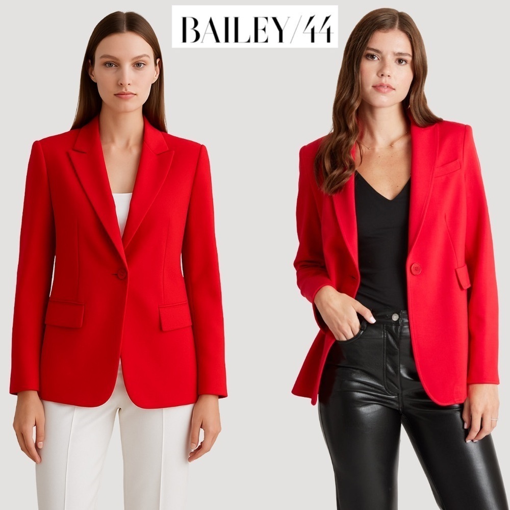 Bailey 44 Red Blazer Office Tailored Event Party Bold Holiday Grunge Christmas M